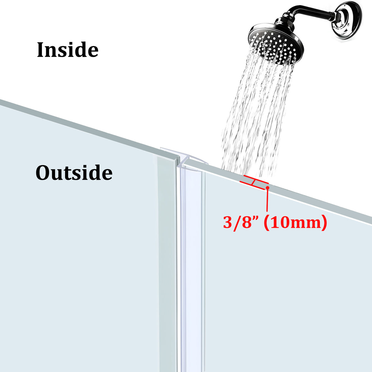 MCOCOD® 36" Shower Door Seal Strip for 3/8" Glass