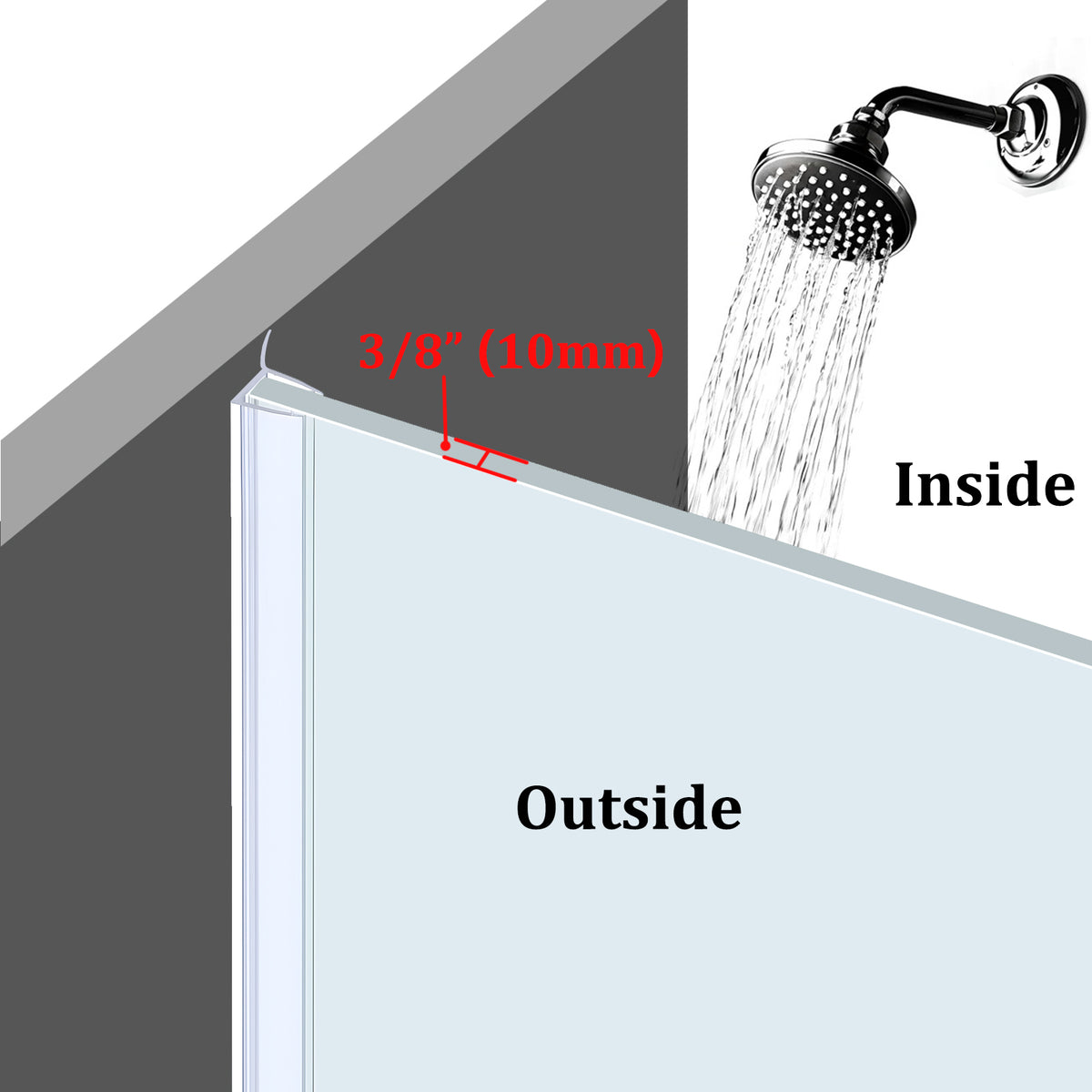 MCOCOD® 36" Shower Door Seal Strip for 3/8" Glass