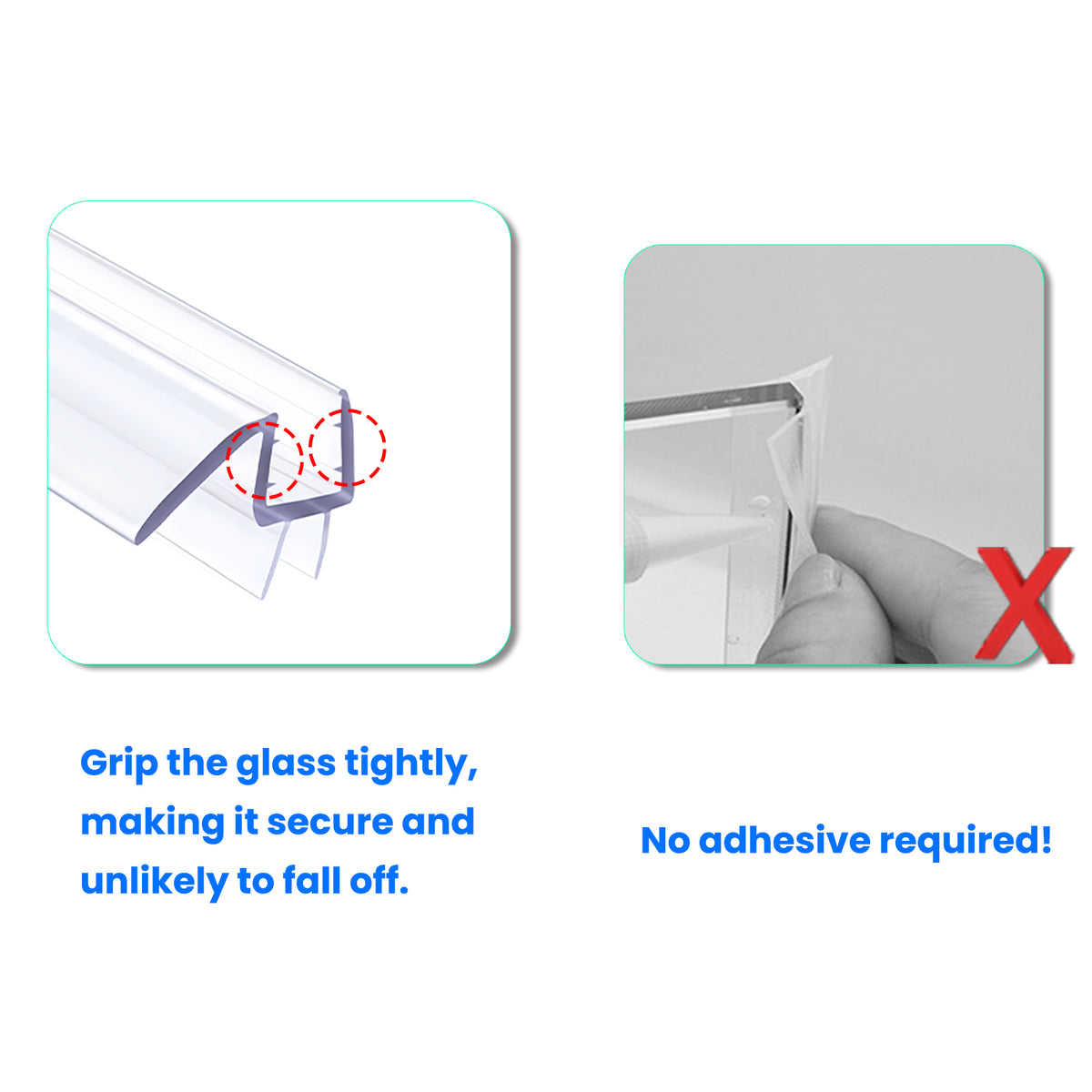 MCOCOD® 36" Shower Door Seal Strip for 3/8" Glass