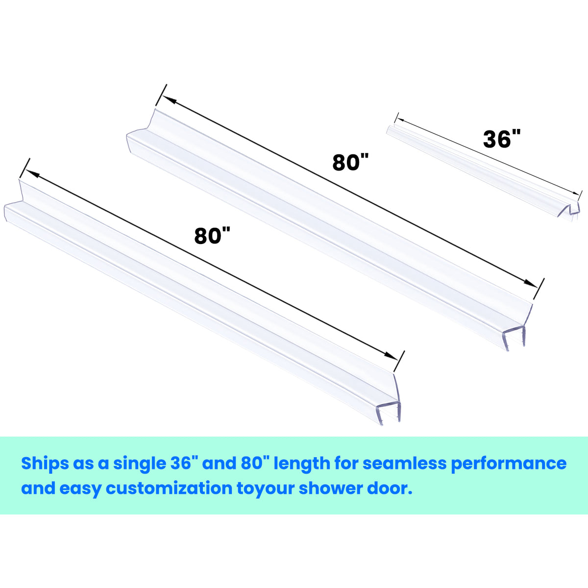 MCOCOD® 36" Shower Door Seal Strip for 3/8" Glass