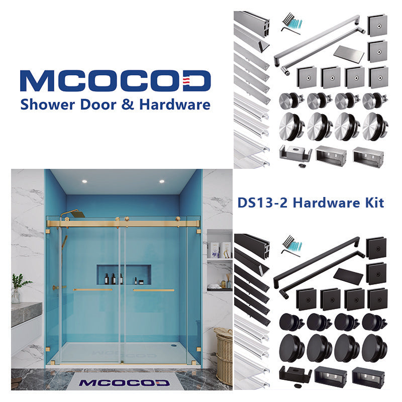 MCOCOD® Hardware Kit for Large Openings Spaces Soft-Closing Double Sliding Shower Door Suitable for 3/8" Glass