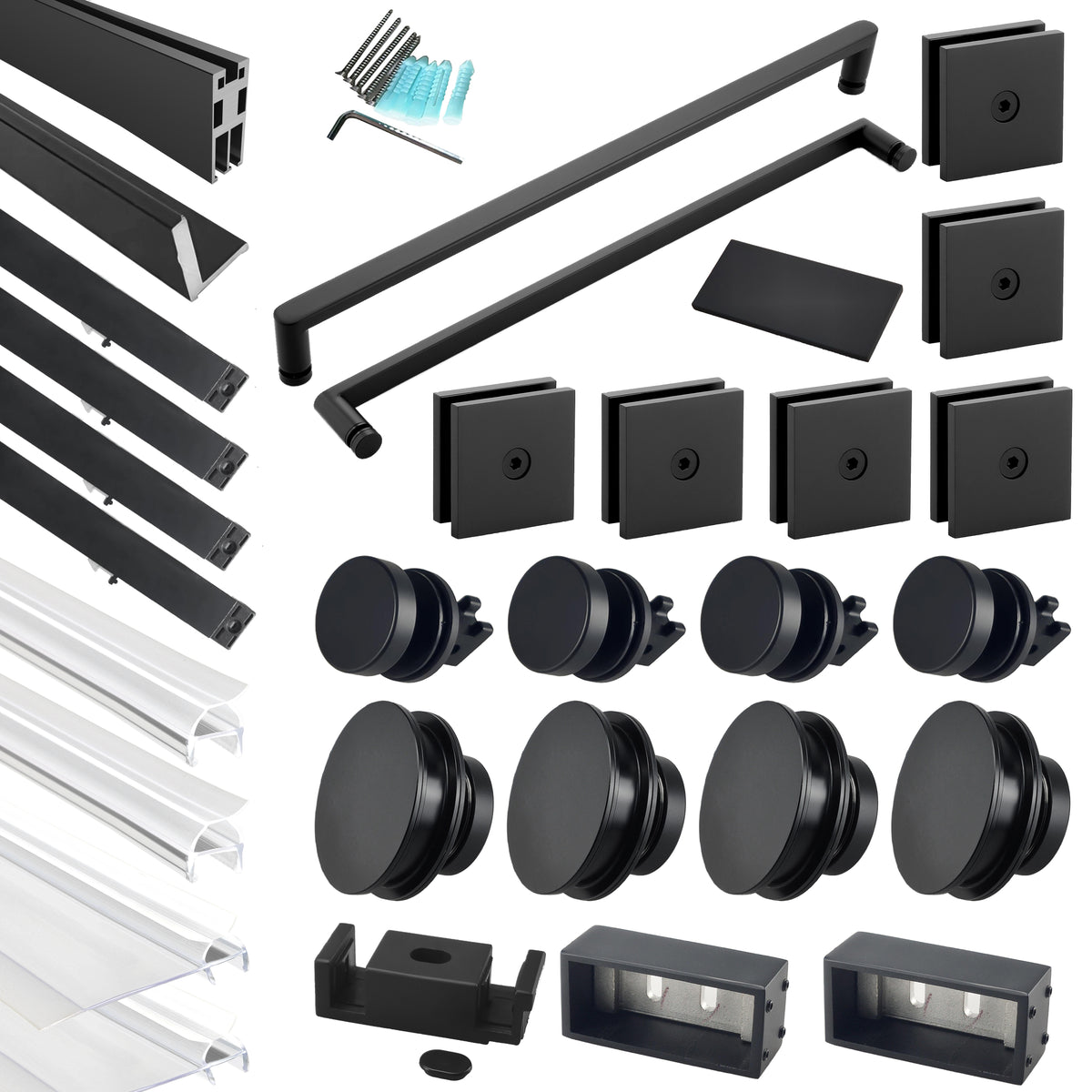 MCOCOD® Hardware Kit for Large Openings Spaces Soft-Closing Double Sliding Shower Door Suitable for 3/8" Glass