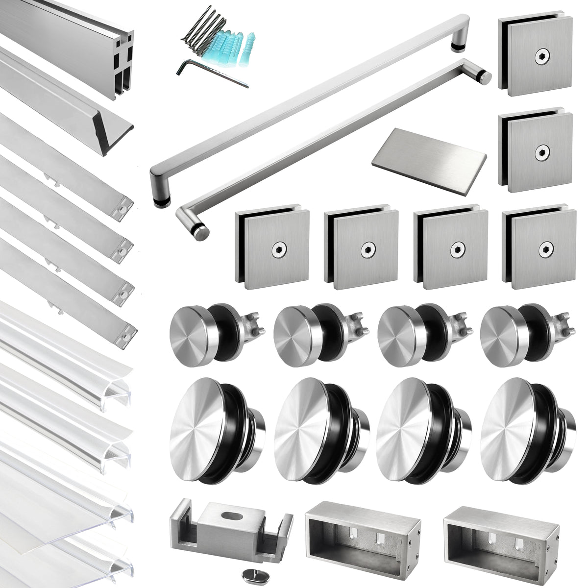 MCOCOD® Hardware Kit for Large Openings Spaces Soft-Closing Double Sliding Shower Door Suitable for 3/8" Glass