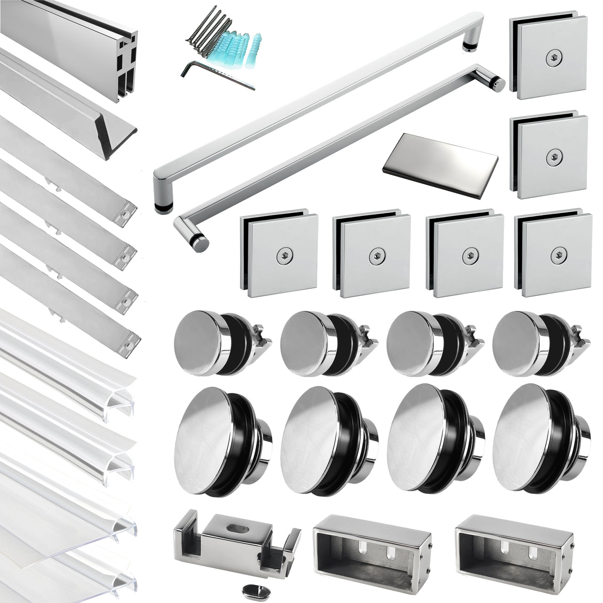 MCOCOD® Hardware Kit for Large Openings Spaces Soft-Closing Double Sliding Shower Door Suitable for 3/8" Glass