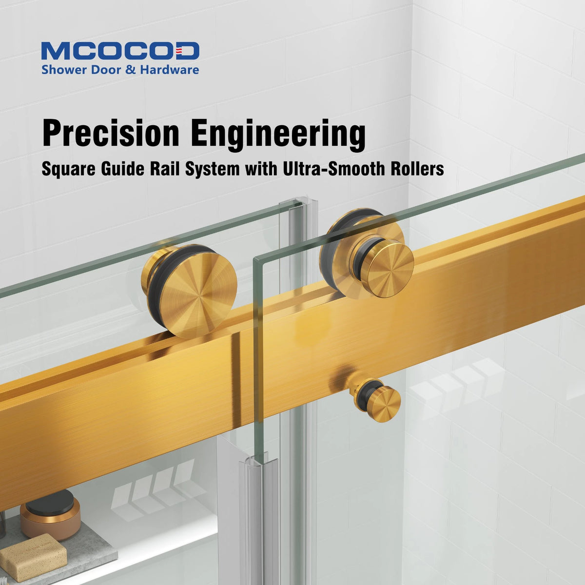 MCOCOD® DS13 Double Sliding Frameless Shower Door with Optional Soft-Close & Two Towel Bars