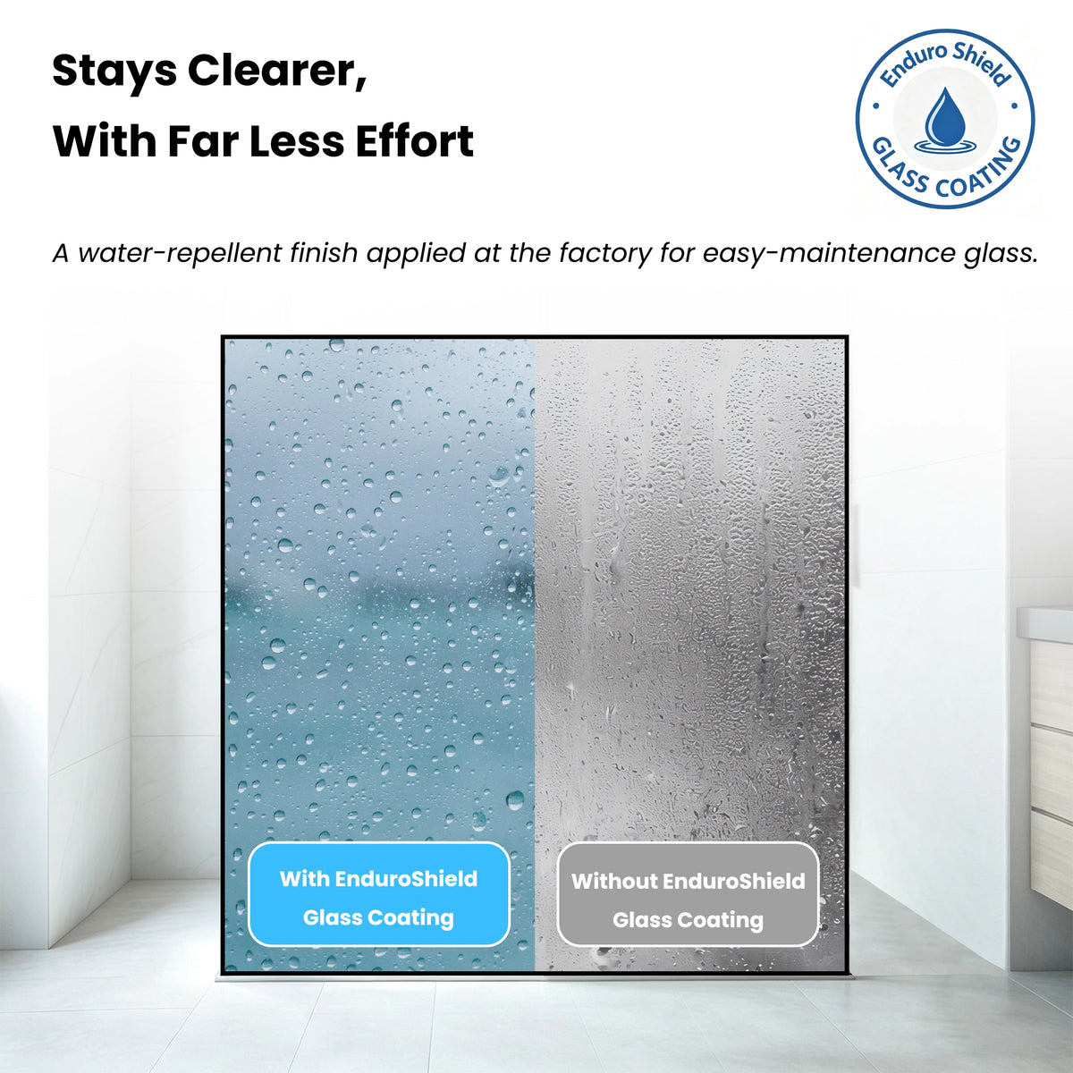 MCOCOD® DS13 Double Sliding Frameless Shower Door with Optional Soft-Close & Two Towel Bars