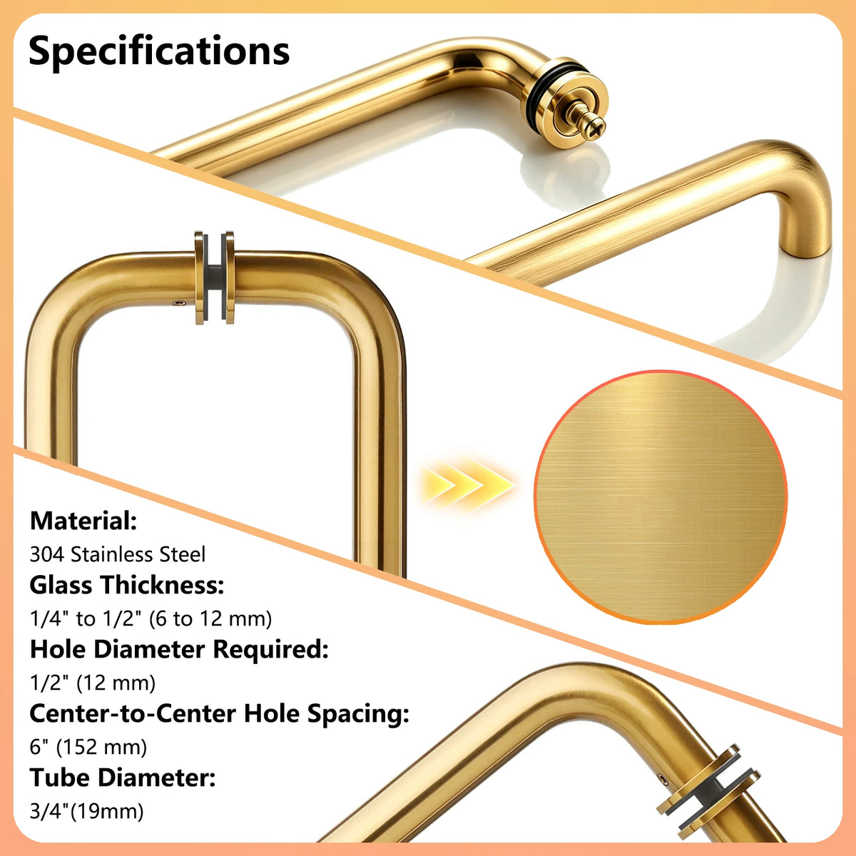 MCOCOD® Glass Shower Door Back to Back Round Handles