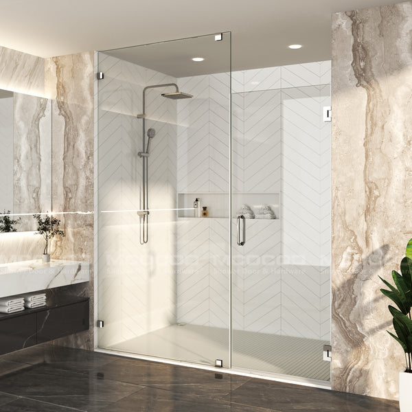 Customize Swing Shower Door with Frameless Fixed Glass Panel - H06-02A