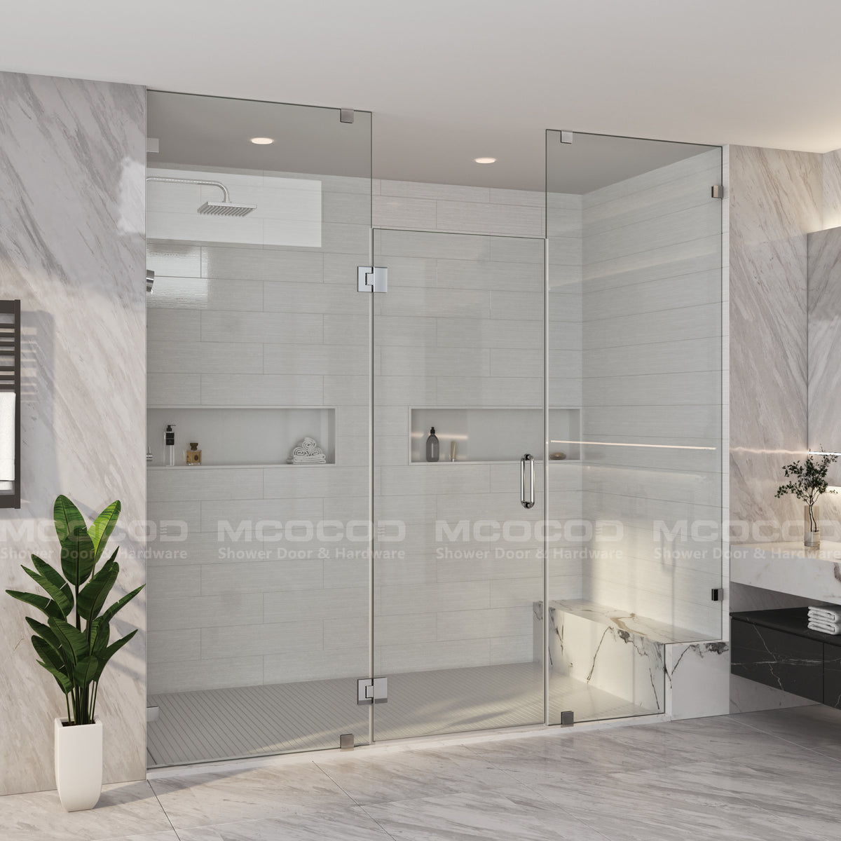 MCOCOD® Customize for Large Openings Spaces Frameless Swing Shower Door - H06-02F