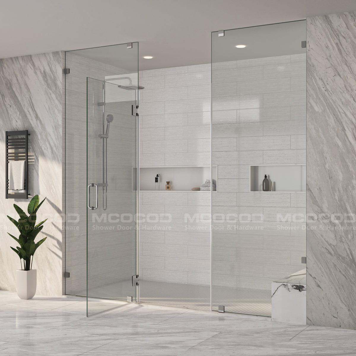 MCOCOD® Customize for Large Openings Spaces Frameless Swing Shower Door - H06-02F