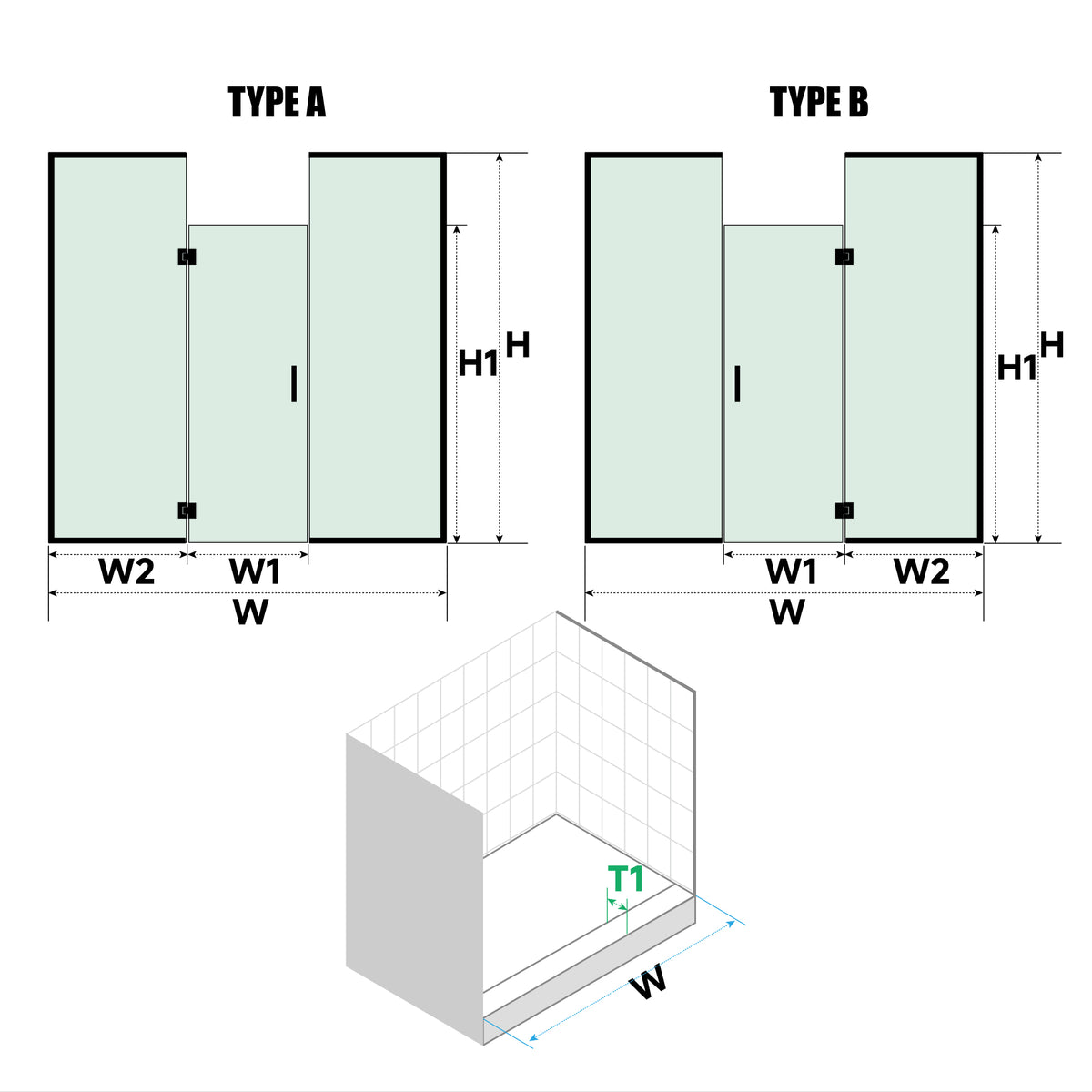 MCOCOD® Customize for Large Openings Spaces Framed Swing Shower Door - H06-02G