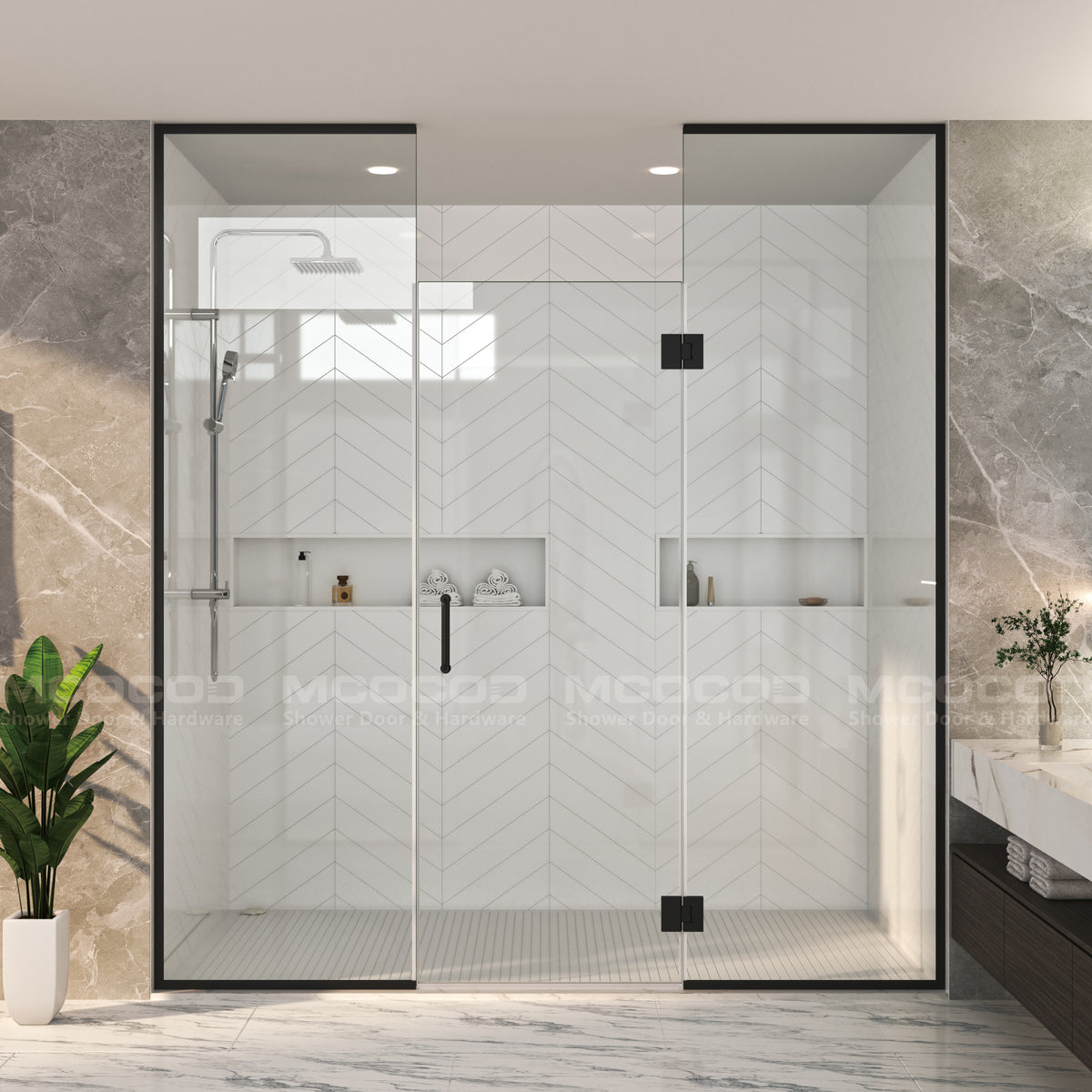 MCOCOD® Customize for Large Openings Spaces Framed Swing Shower Door - H06-02G