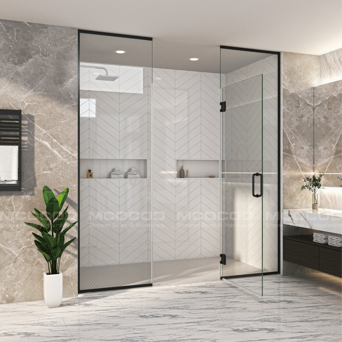 MCOCOD® Customize for Large Openings Spaces Framed Swing Shower Door - H06-02G