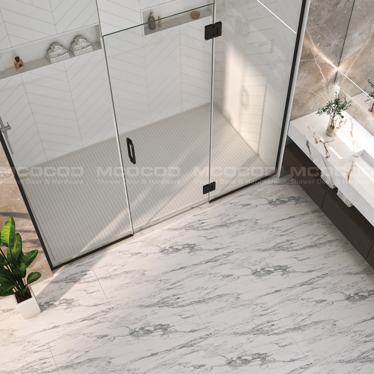 MCOCOD® Customize for Large Openings Spaces Framed Swing Shower Door - H06-02G