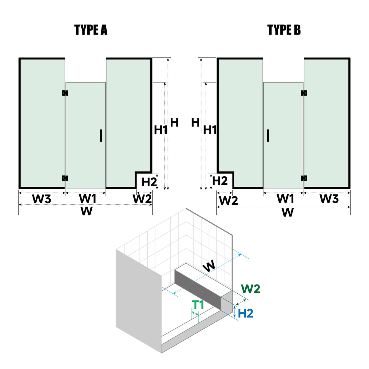 MCOCOD® Customize for Large Openings Spaces Framed Swing Shower Door - H06-02H