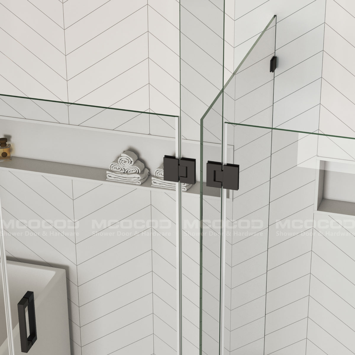 MCOCOD® Customize for Large Openings Two Spaces Frameless Swing Shower Door - H06-02W