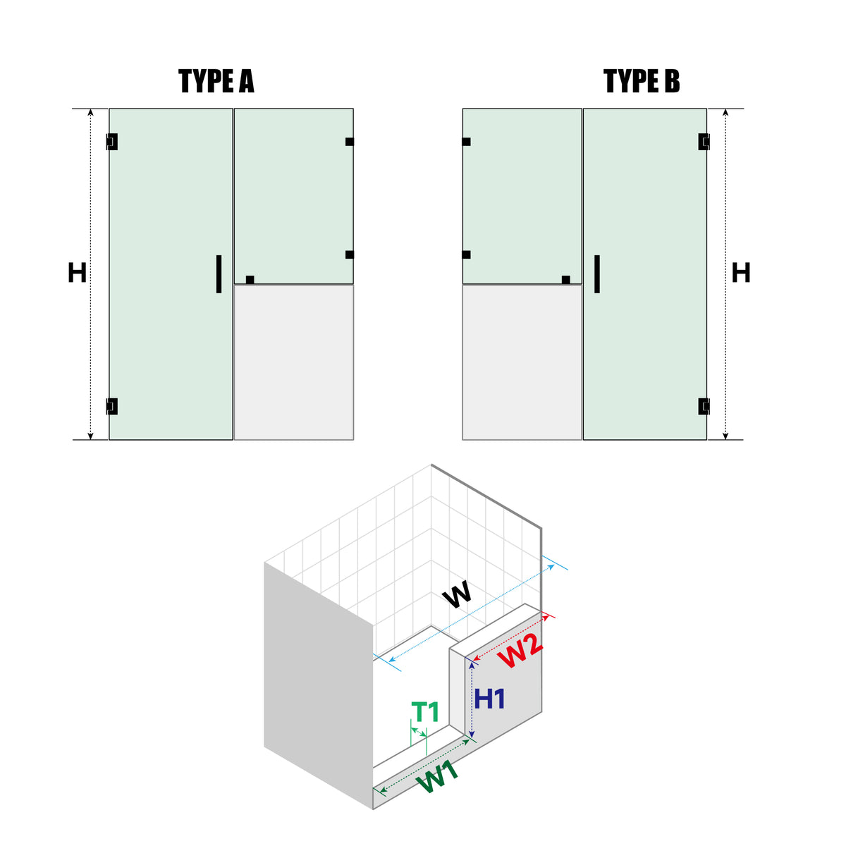MCOCOD® Customize Frameless Swing Shower Door - H06-03A