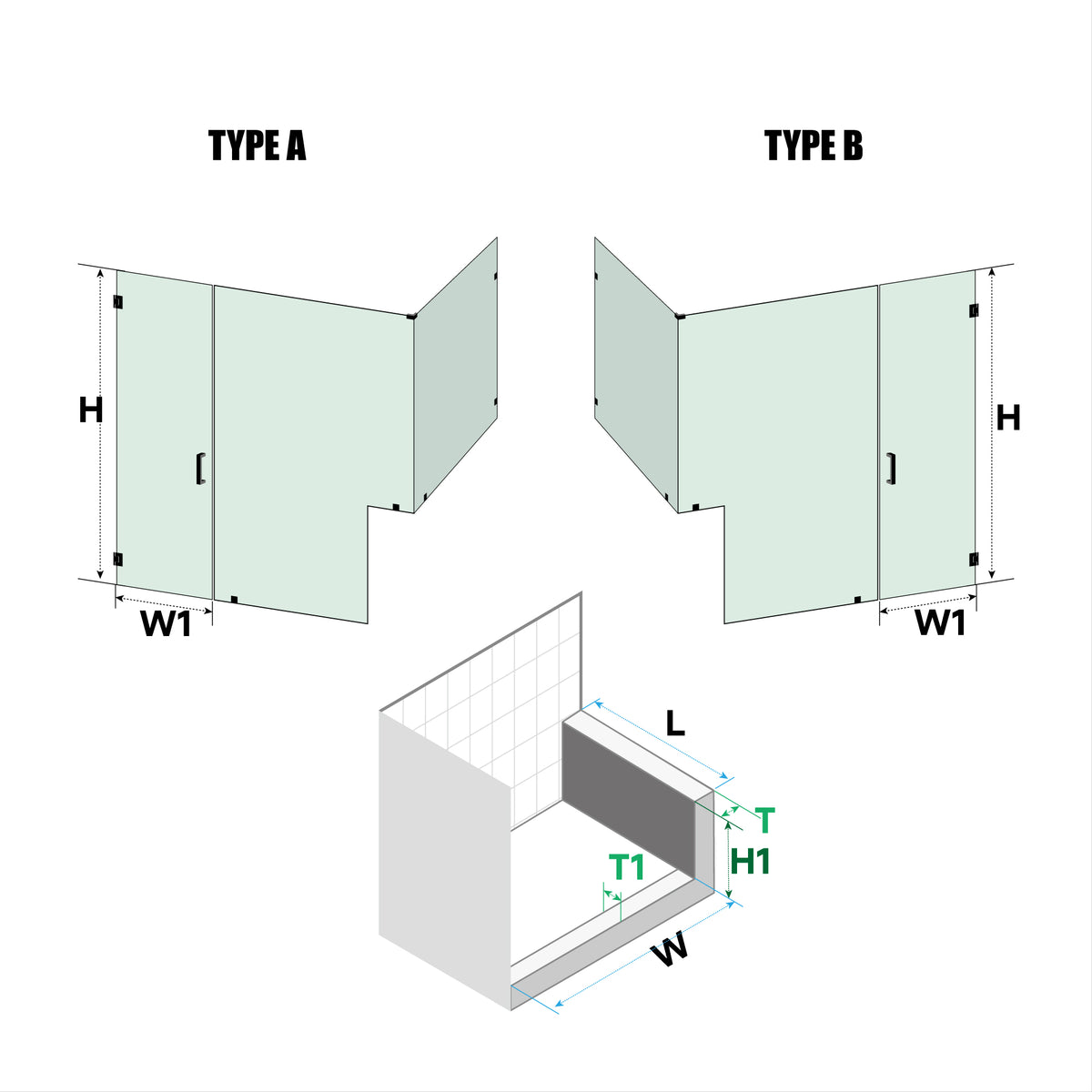 MCOCOD® Customize Frameless Rectangle Shower Enclosure - H06-04