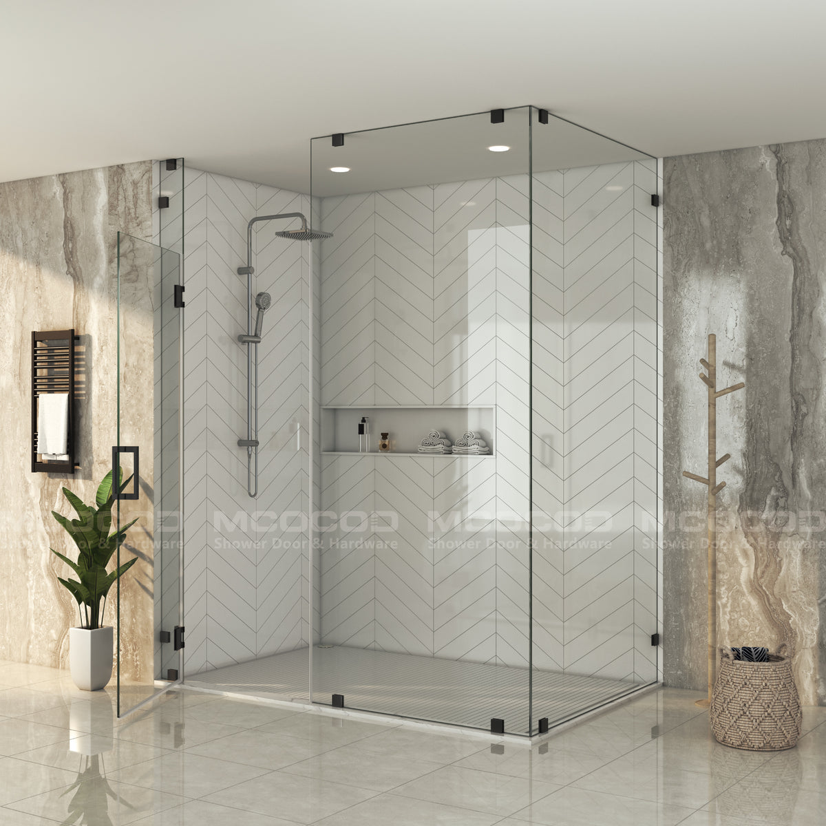 MCOCOD® Customized Glass to Ceiling for Frameless Rectangle Shower - H06-07