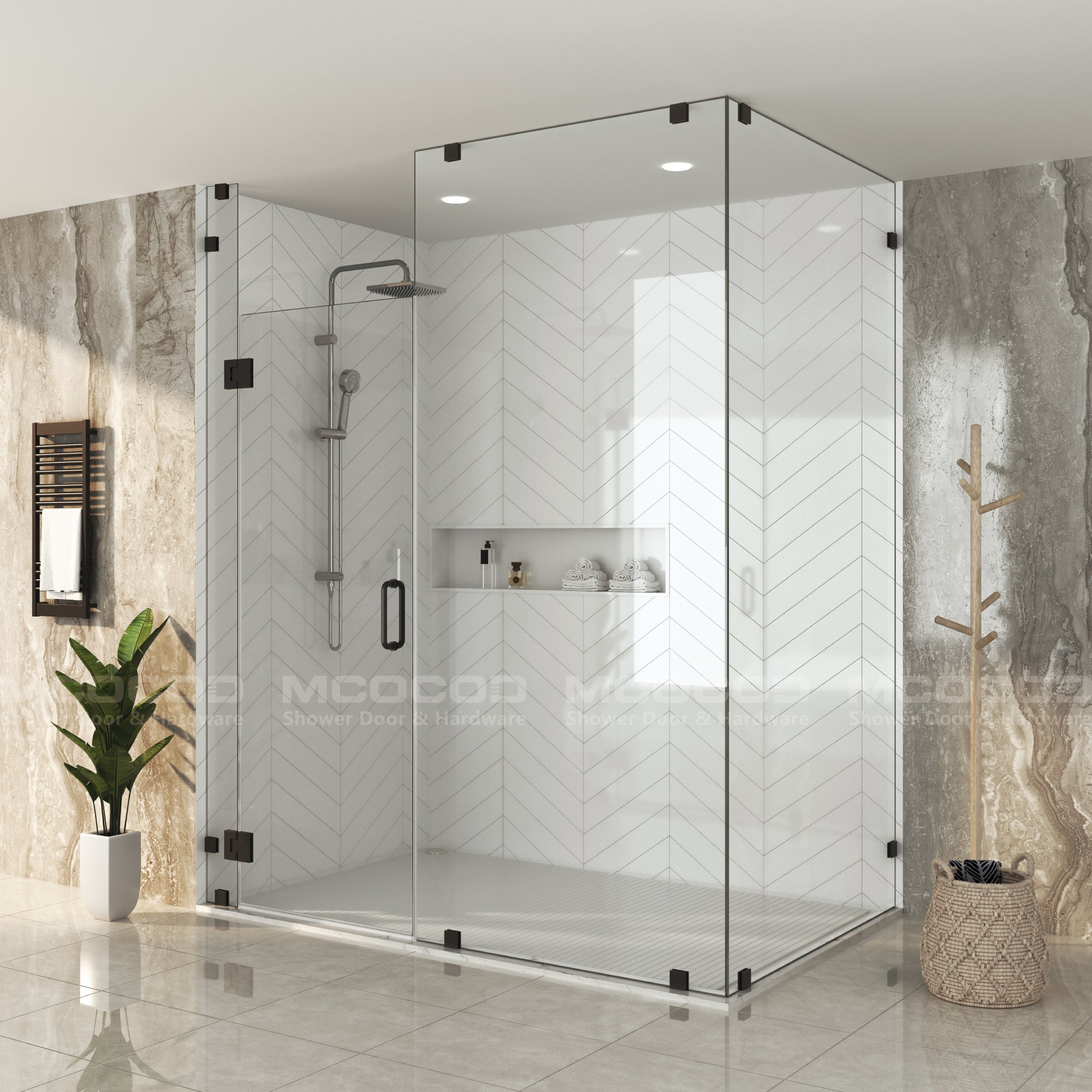 MCOCOD® Customized Glass to Ceiling for Frameless Rectangle Shower - H06-07