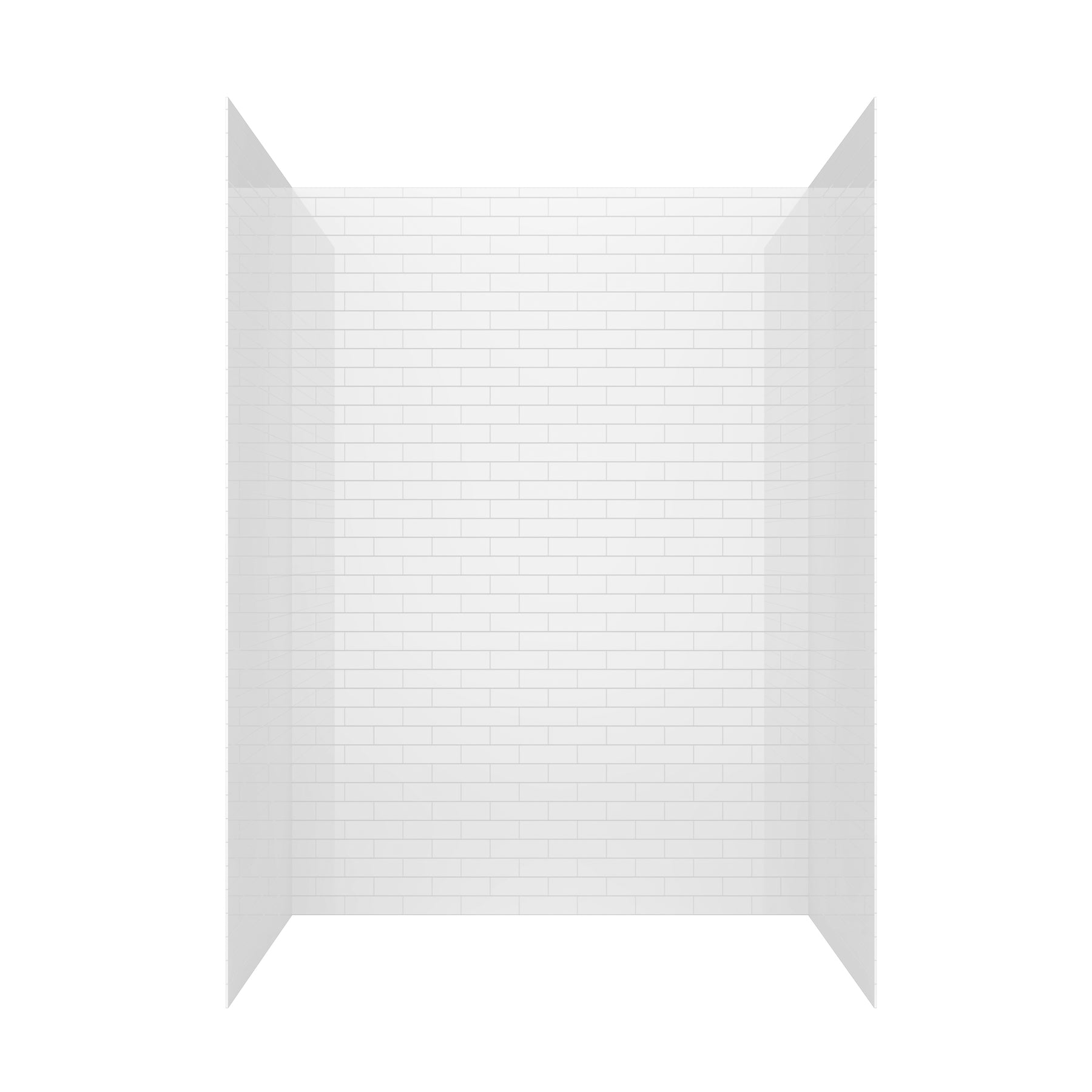 MCOCOD® Three Piece Glue Up Subway Tile Shower Surrounds in White Acrylic Solid Surface