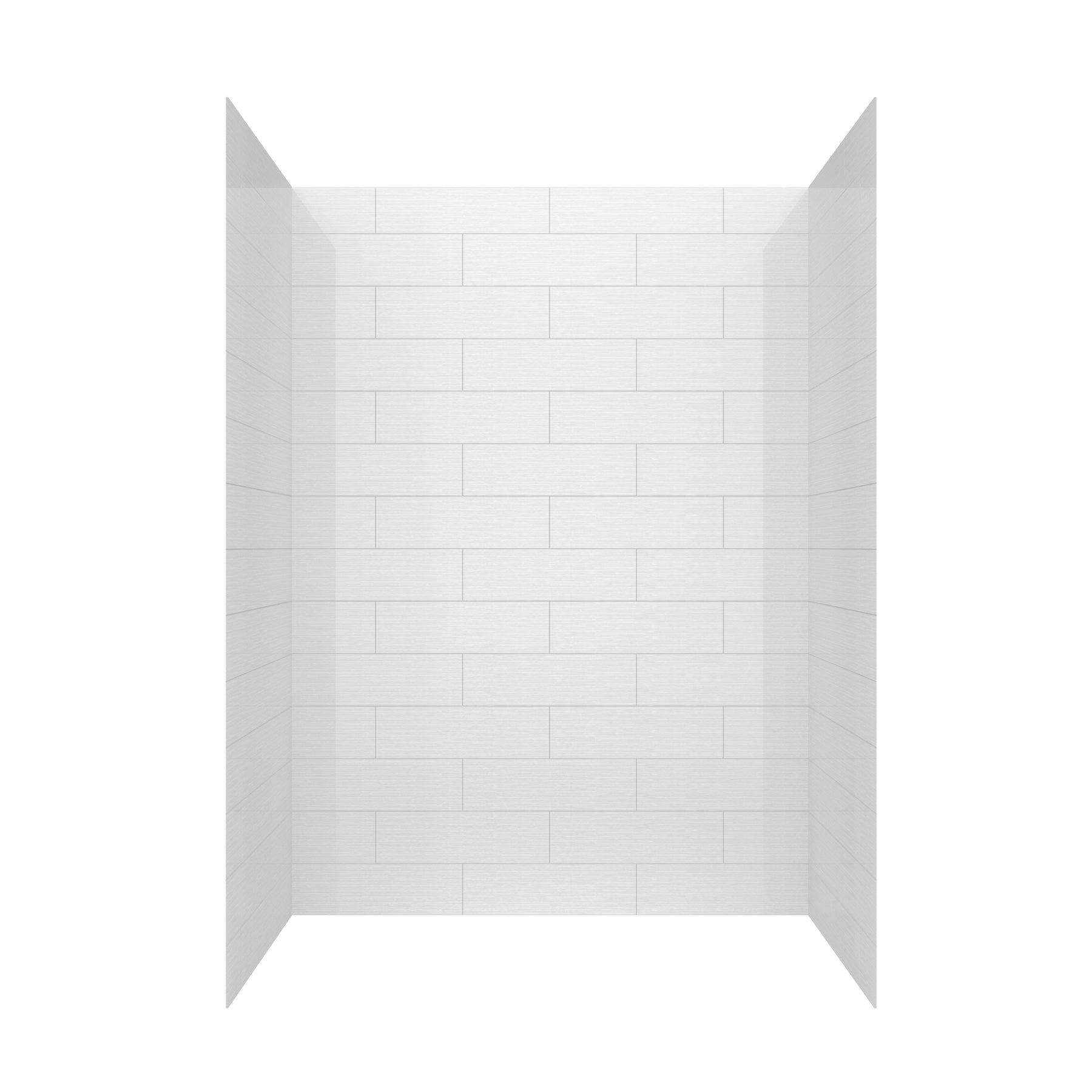 MCOCOD® Three Piece Glue Up Shower Surrounds Horizontal Big Rectangle in Matte White with Brushed Fine Texture