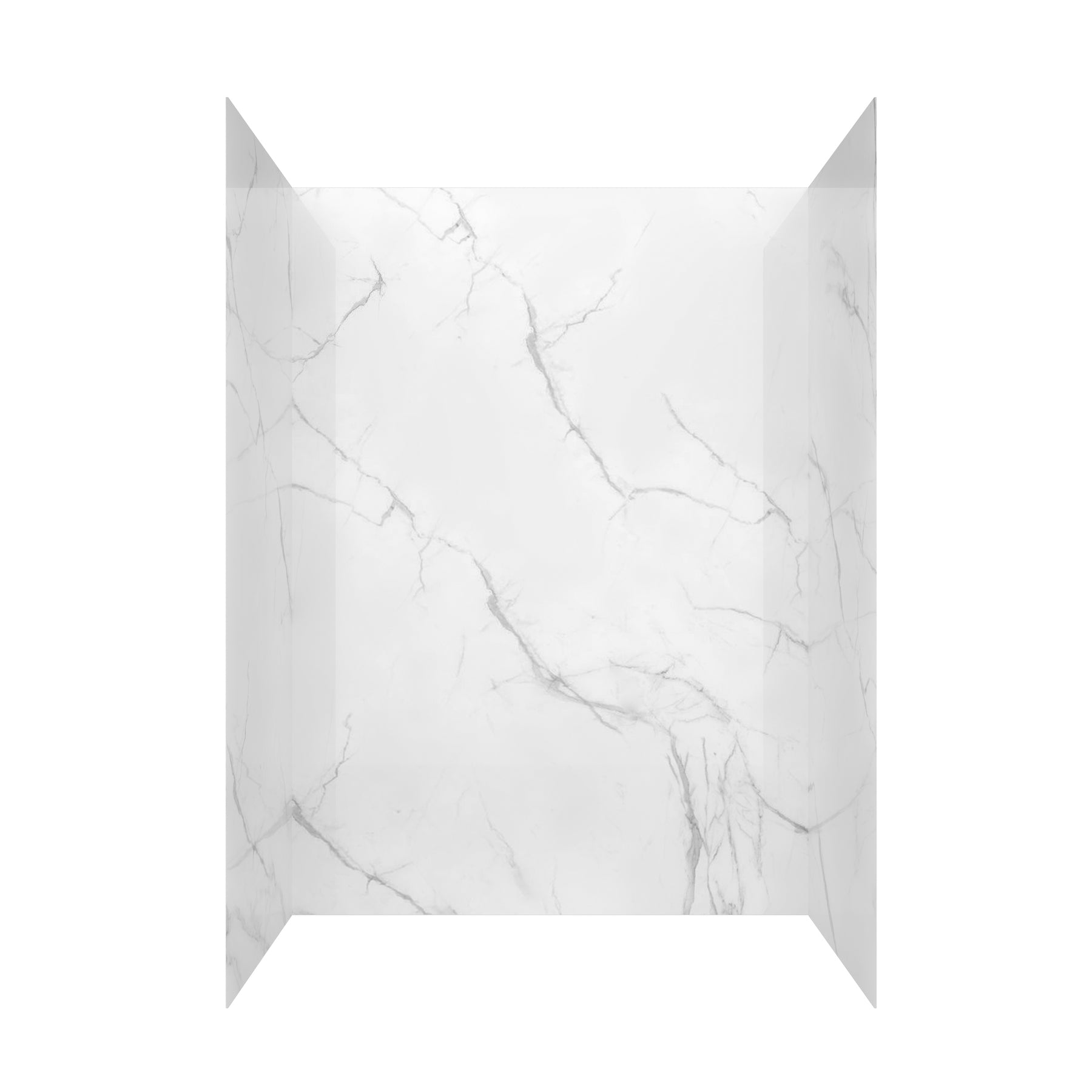 MCOCOD® Three Piece Glue Up Marble Shower Wall Panels Surround in White Acrylic Solid Surface