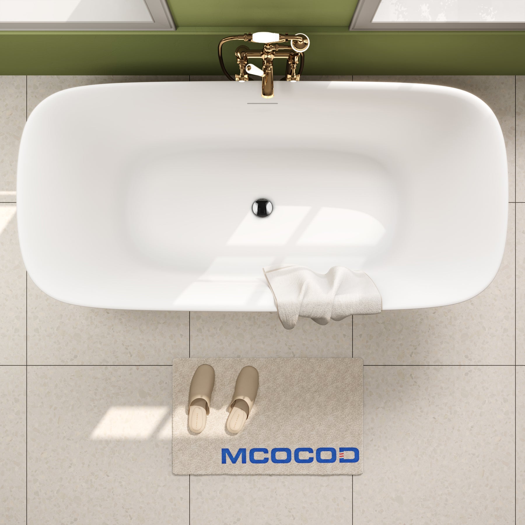 MCOCOD Bathroom Bathtub - Acrylic Freestanding Soaking Modern Bathtub with Toe-Tap Drain