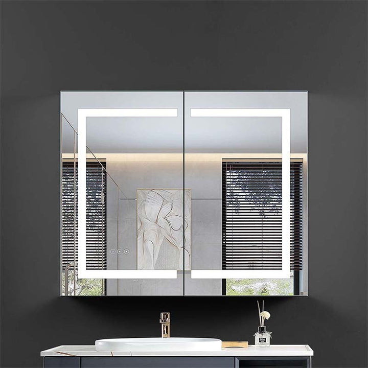 MCOCOD Bathroom Medicine Cabinets with Mirrors - 36 W" x 30 H" Frameless Recessed or Surface Mount Double Opening Cabinet with Mirror