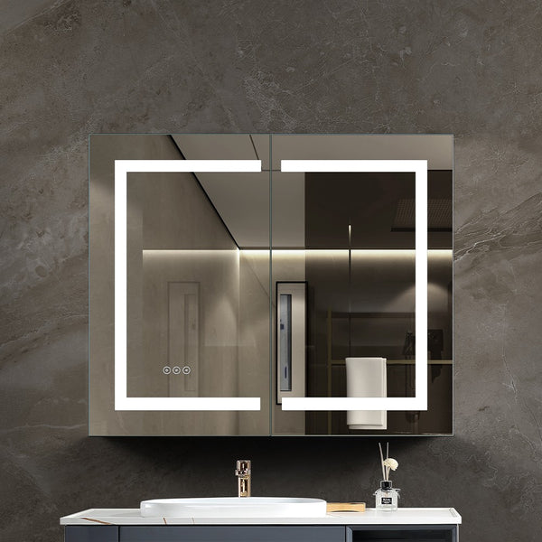 MCOCOD Bathroom Medicine Cabinets with Mirrors - Frameless Recessed or Surface Mount Double Opening Cabinet with Mirror 36 W" x 30 H"