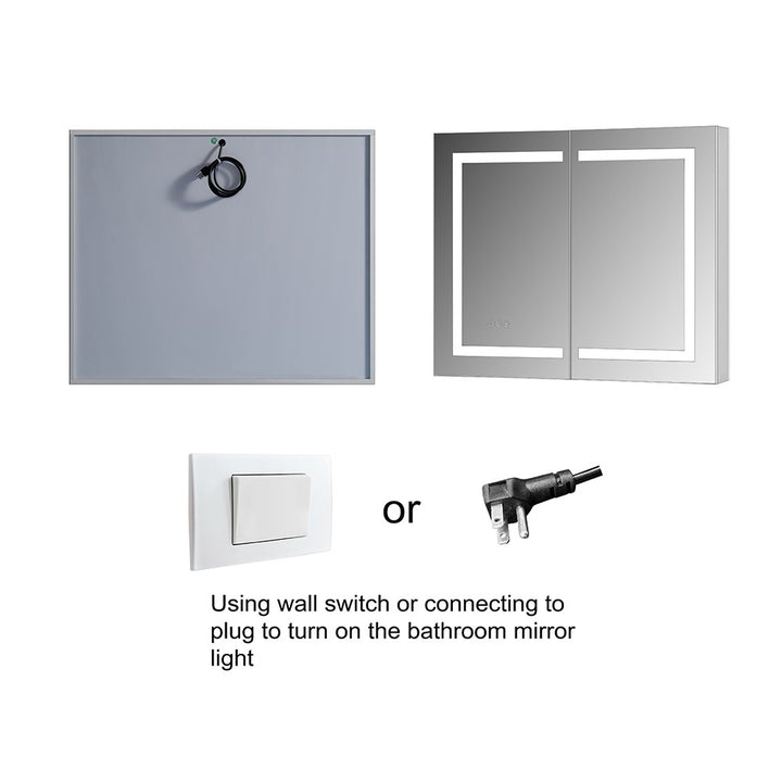 MCOCOD Bathroom Medicine Cabinets with Mirrors - Frameless Recessed or Surface Mount Double Opening Cabinets with Mirrors 36 W" x 30 H"