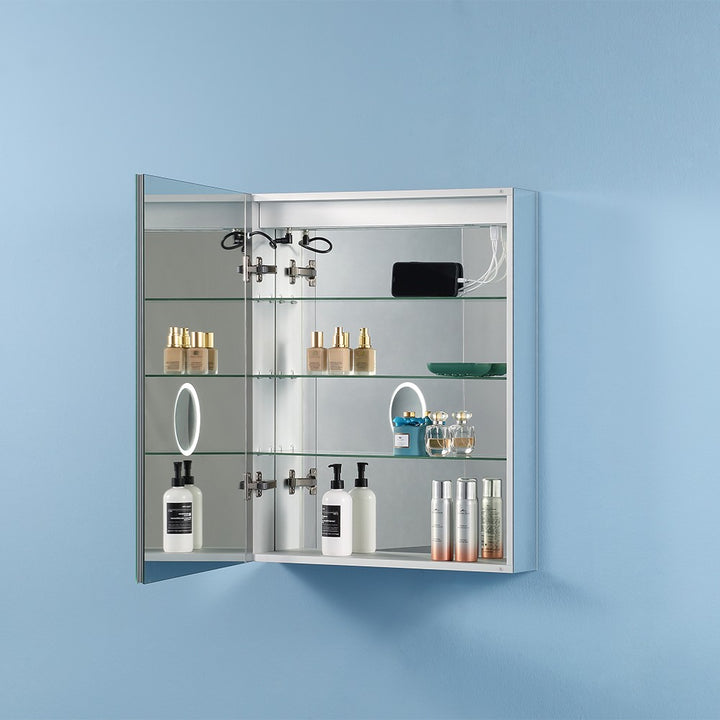 MCOCOD Bathroom Medicine Cabinets with Mirrors - Recessed or Surface Mount, Left Open and LED Light 20 W" x 30 H" and 24 W" x 30 H"