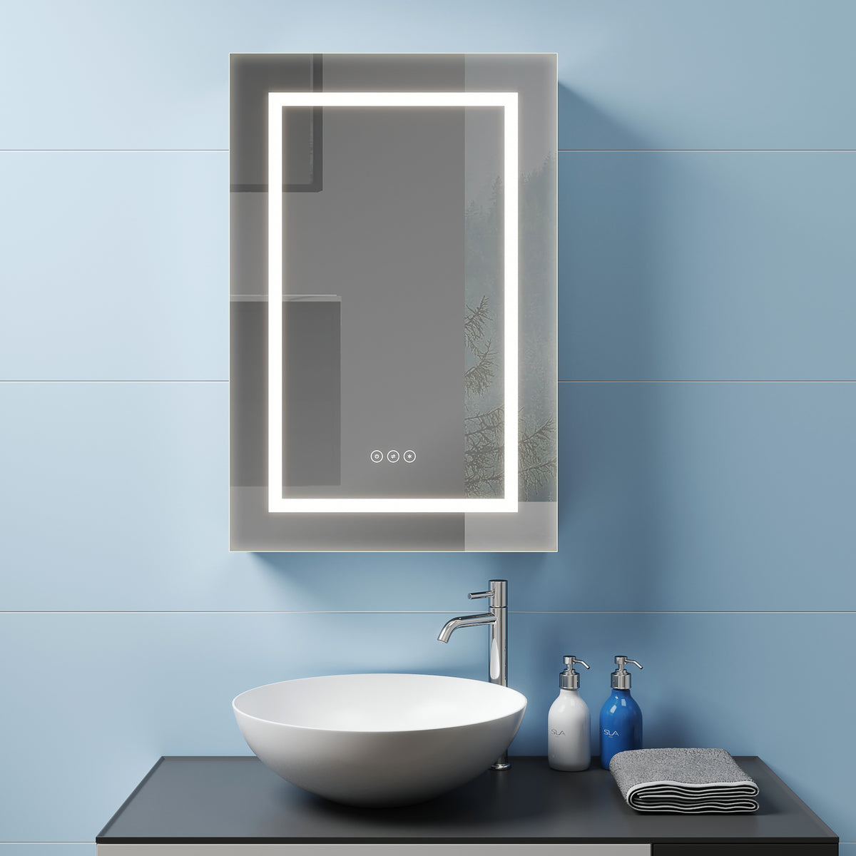 MCOCOD Bathroom Medicine Cabinets with Mirrors - Recessed or Surface Mount with Left Open and LED Light 20 W" x 30 H" and 24 W" x 30 H"