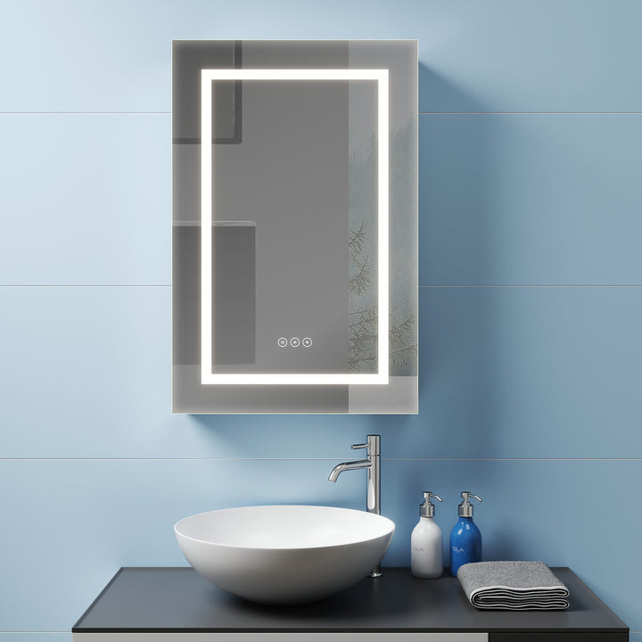 MCOCOD Bathroom Medicine Cabinets with Mirrors - Recessed or Surface Mount with Left Open and LED Light 20 W" x 30 H" and 24 W" x 30 H"
