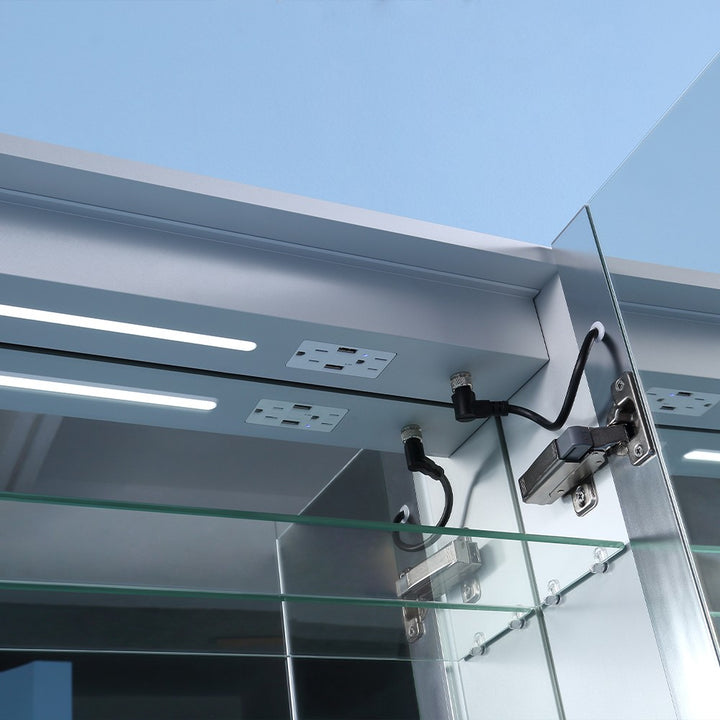 MCOCOD Bathroom Medicine Cabinets with Mirrors - Rectangular Frameless Recessed or Surface Mount LED Lights Medicine Cabinet with Mirror Adjustable Tempered Glass Shelves