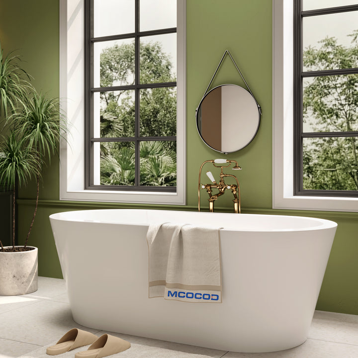 MCOCOD Bathroom Tub - Acrylic Freestanding Soaking Bathtub with Integrated Overflow and Drain