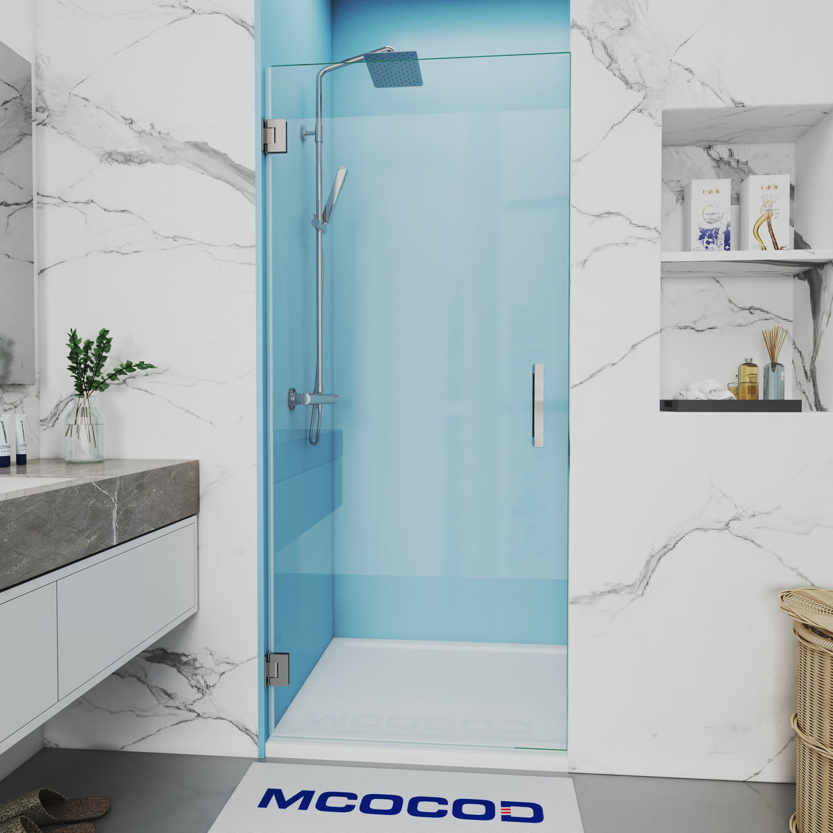 MCOCOD Customize Single Frameless Swing Shower Door in Brushed Nickel H06-05