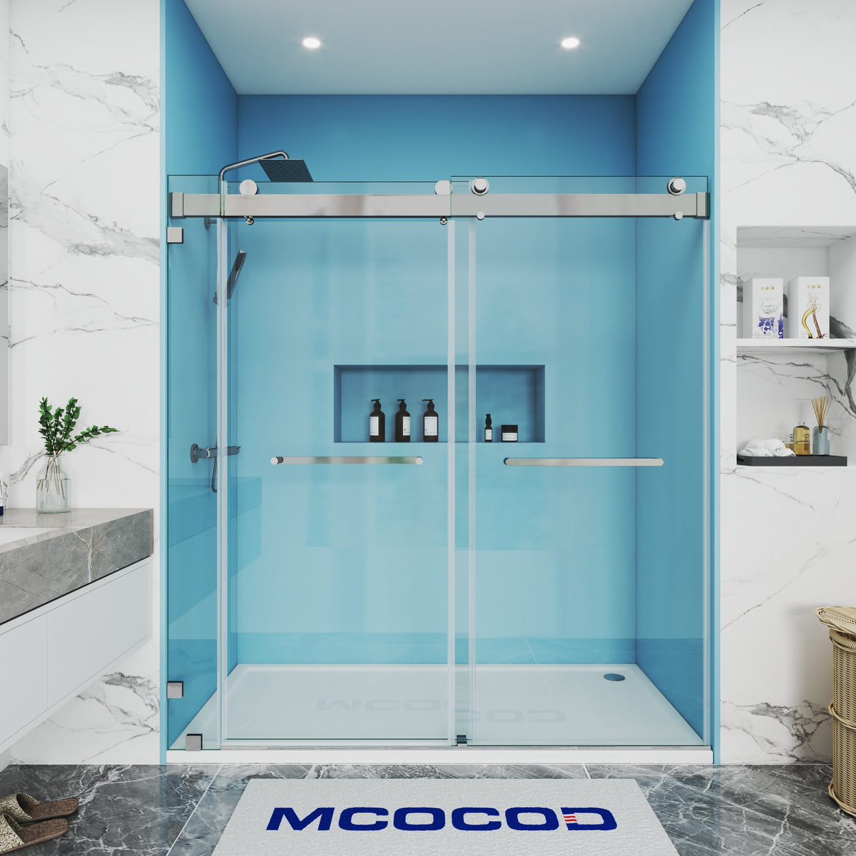 MCOCOD Customize Soft-Closing Double Sliding Shower Door in Chrome DS13-1