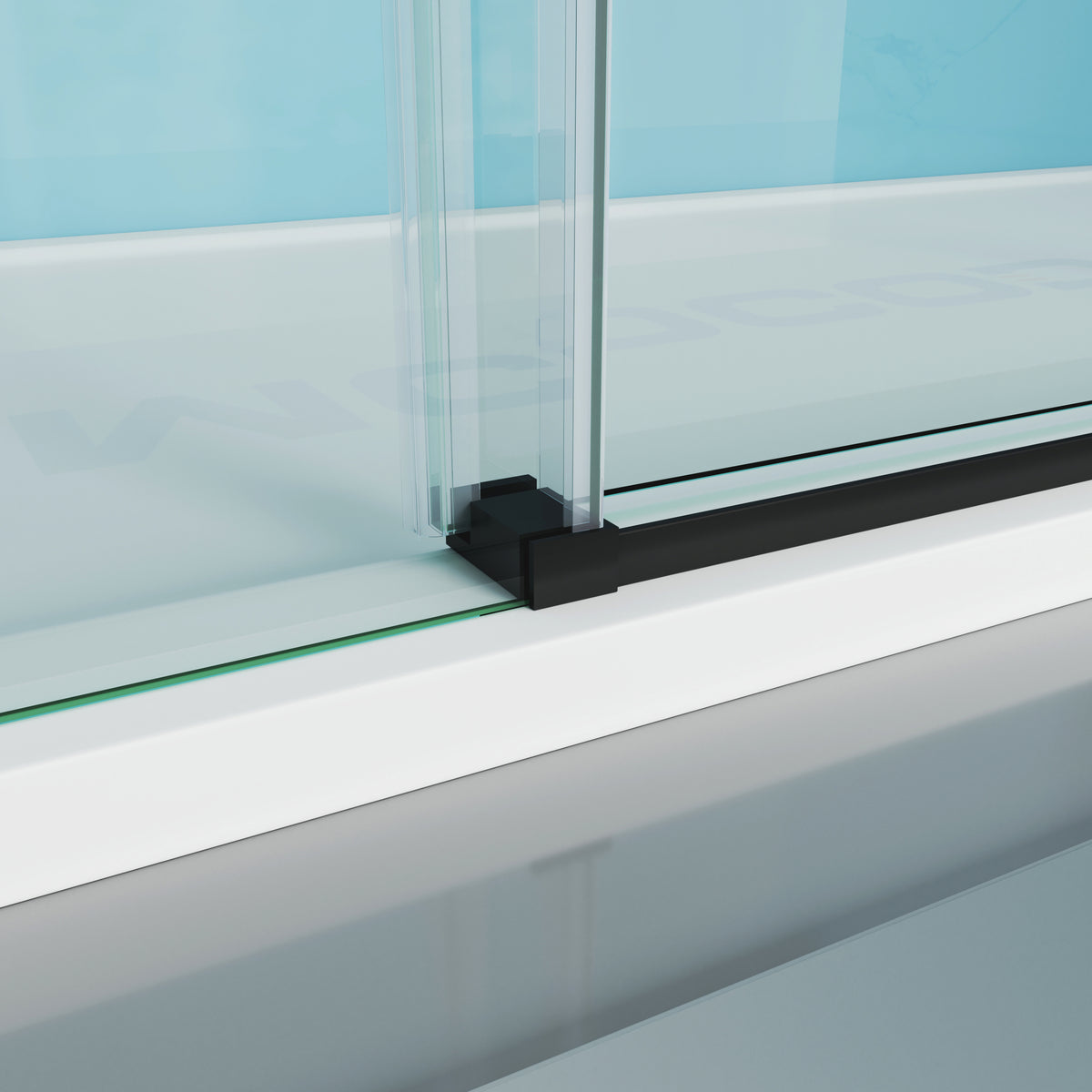 MCOCOD Customize Soft-Closing Single Sliding Frameless Shower Doors with Black Guide Block SS13-3