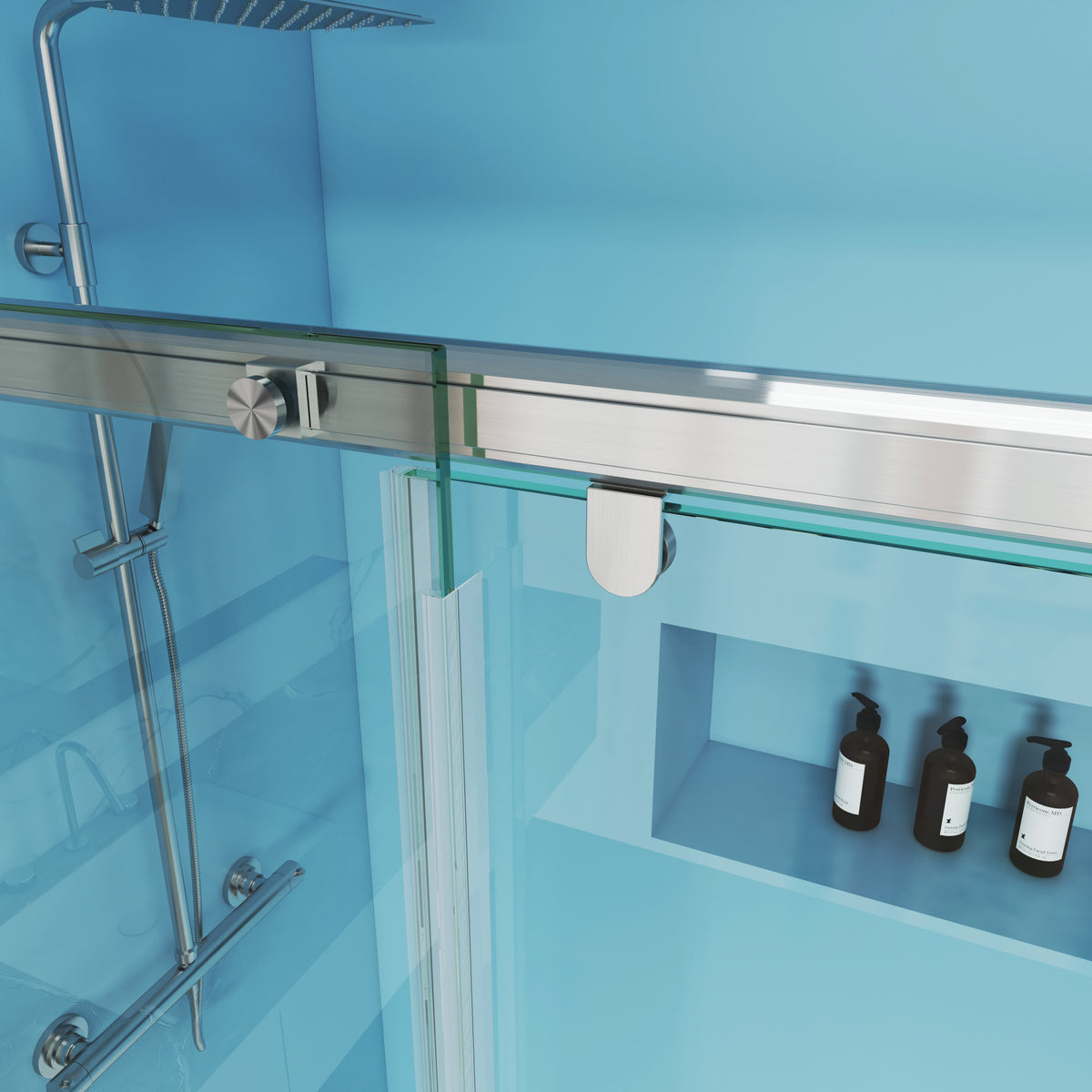 MCOCOD Customize Soft-Closing Single Sliding Frameless Shower Doors with Roller SS12-3
