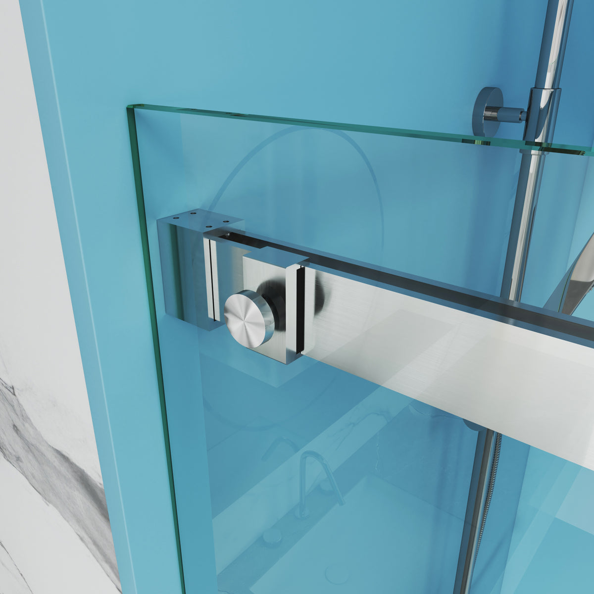 MCOCOD Customize Soft-Closing Single Sliding Frameless Shower Doors with Stainless Steel Roller SS13-3
