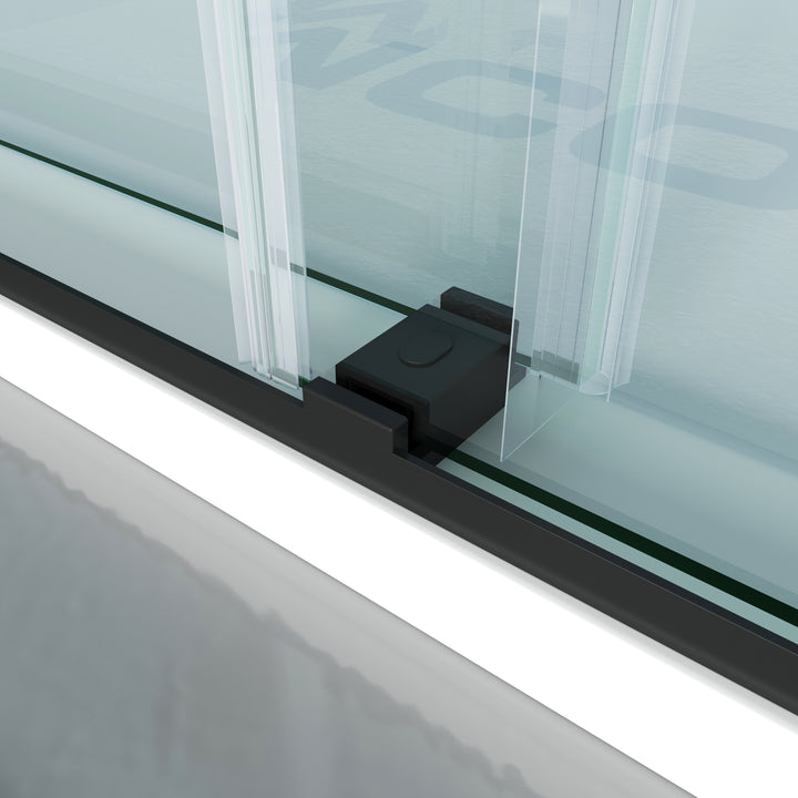 MCOCOD DS01H Bathtub Shower Doors -  Double Sliding Bathtub Shower Door with Matte Black Guide Block