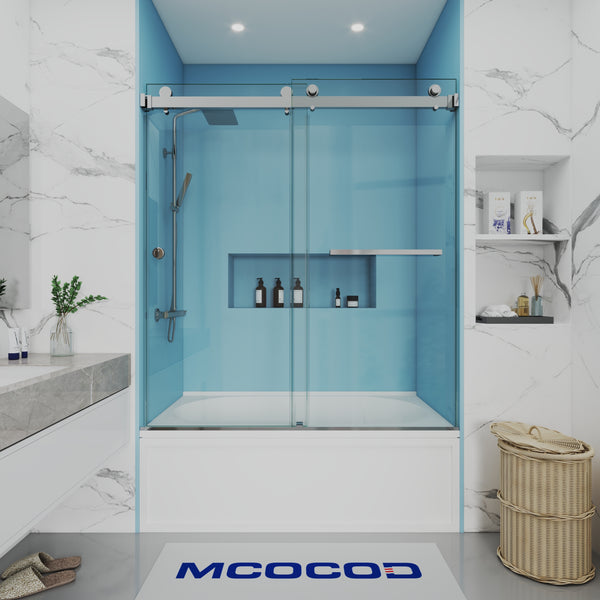 MCOCOD DS01H Bathtub Shower Doors -  Double Sliding Bathtub Shower Door with One Finger Pull in Chrome