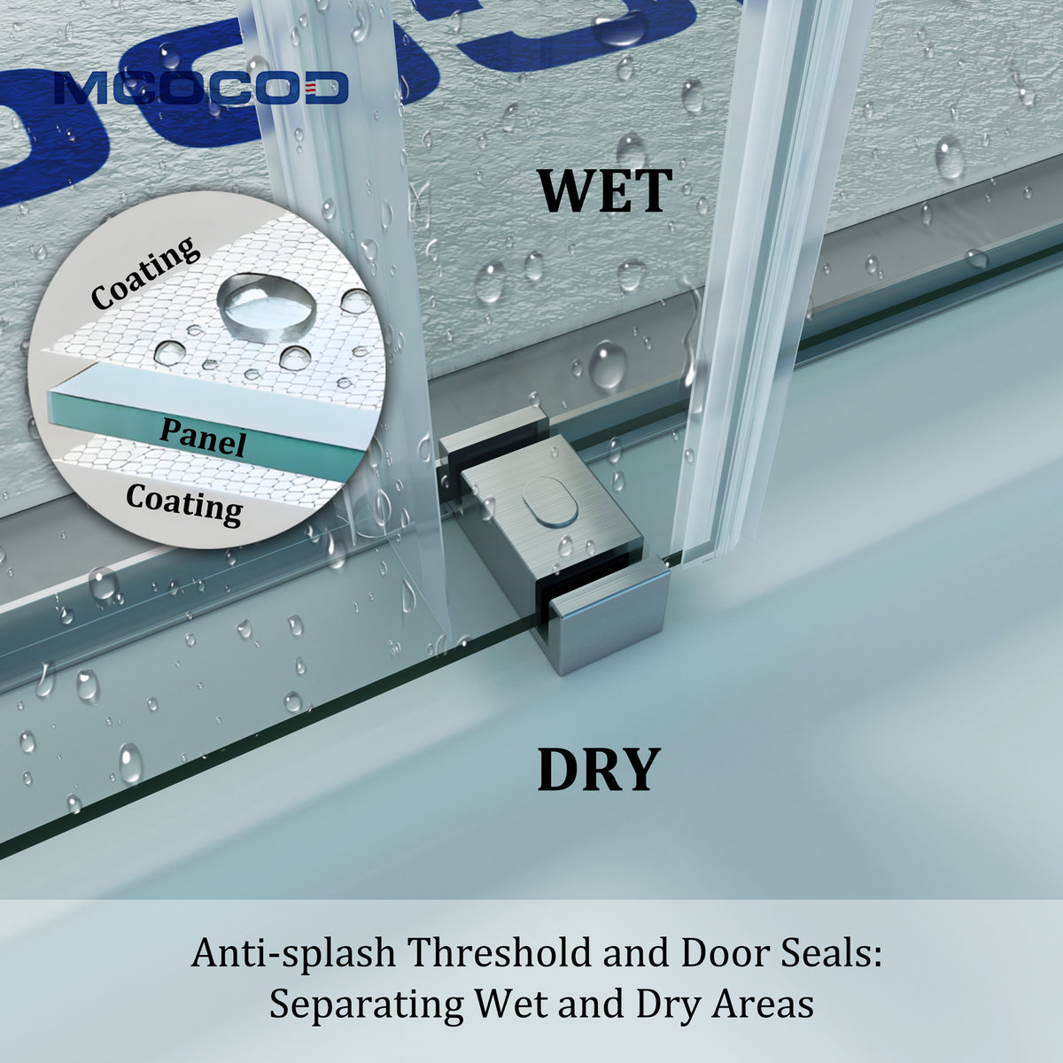 MCOCOD DS02A Bathtub Shower Doors - Double Sliding Frameless Bathtub Shower Door with Anti-splash Threshold and Door Seal