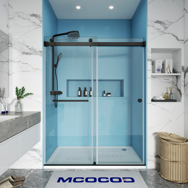 MCOCOD DS02A Double Sliding Frameless Shower Door in Matte Black