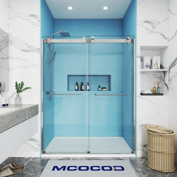 
MCOCOD DS10 Double Sliding Semi Frameless Shower Door with Chrome