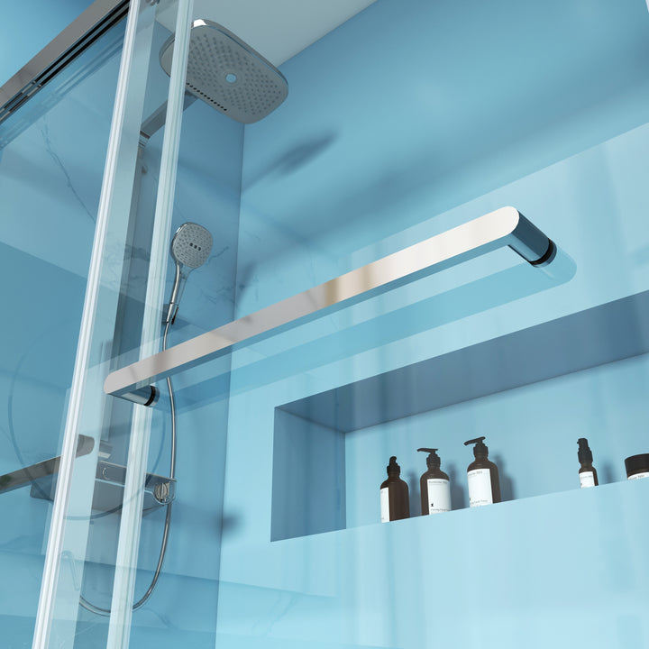 MCOCOD DS13 Bathtub Shower Doors - Soft-Closing Double Sliding Bathtub Doors with 304 Stainless Steel Towel Bars