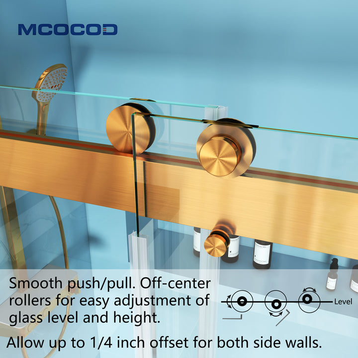 MCOCOD DS13 Soft-Closing Double Sliding Frameless Glass Shower Door Push and Pull Smoothly
