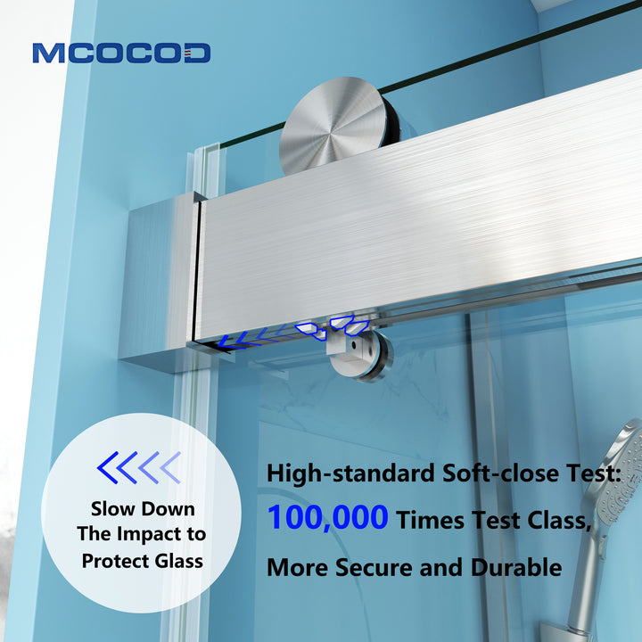 MCOCOD DS13 Soft-Closing Double Sliding Frameless Glass Shower Door with High-standard Soft-closing System