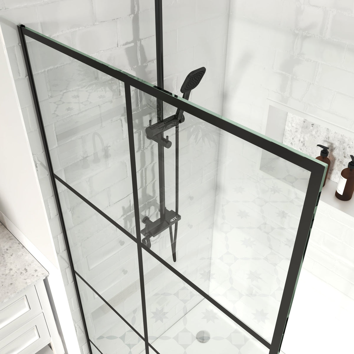 MCOCOD Fixed Shower Screen Shower Doors in Matte Black W01C